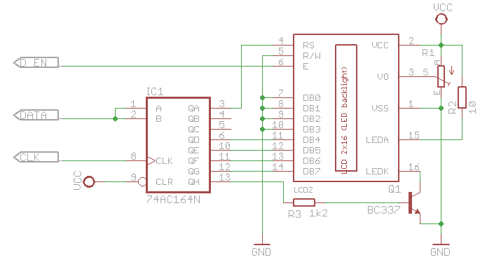 Anschluss des seriellen LCD Interface